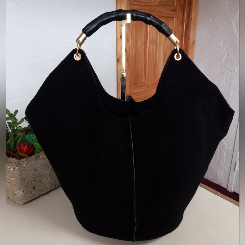 J.McLaughlin Large, Black Suede Sanne Top Handle Tote - Picture 16 of 16